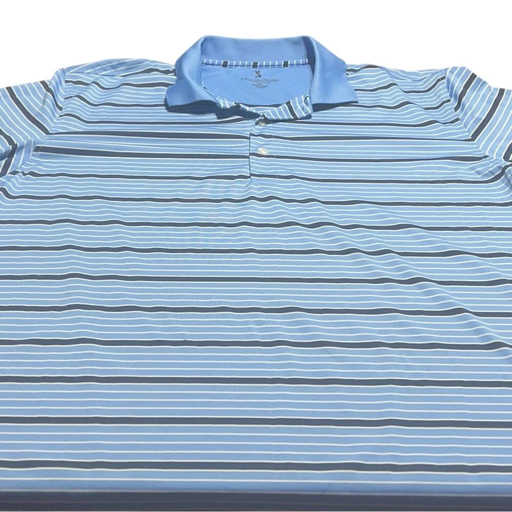 NICHOLAS Blue and White Striped Polo Shirt size xxl
